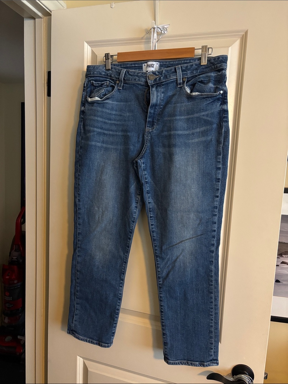PAIGE Straight-Leg Jeans in Medium Blue
